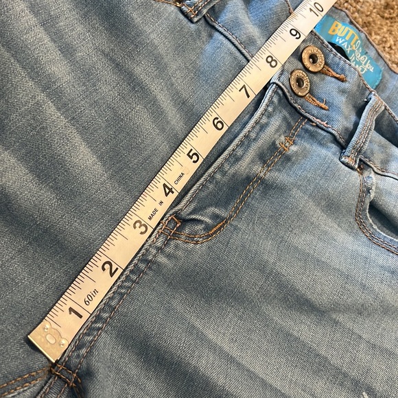 Wax BUTT I Love You light powder blue Skinny Distressed Leg Stretch Jeans size 7 - Picture 14 of 14